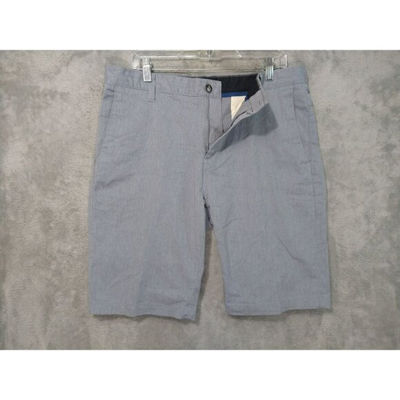 Volcom Shorts Mens 33 Gray Vmonty Stretch Chino Flat Front Mid Rise Skater Surf - Picture 1 of 9